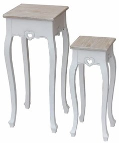 ROLAND - set 2 tavolini in legno di paulownia shabby chic