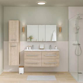 Mobile sottolavabo e lavabo Perla per doppia vasca rovere chiaro L 121 x H 53.7 x P 47.5 cm 4 cassetti