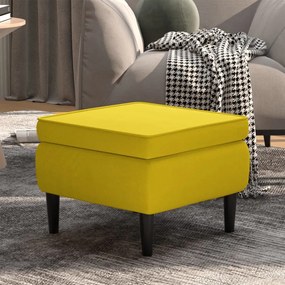 Poggiapiedi Con Gambe İn Legno Giallo İn Velluto /
