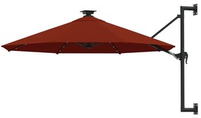Ombrellone Da Giardino A Parete Con Led 300 Cm Terracotta /