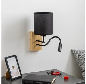 Brilagi - Applique a LED NUBILA WOOD 1xE27/25W/230V + LED/3W quercia/nero