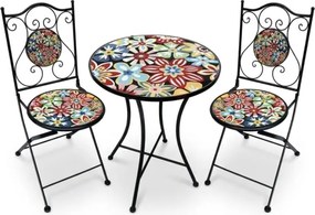 Set Bistrot Tavolo Maioliche D60xH75 Con 2 Sedie Pieghevoli Allegria