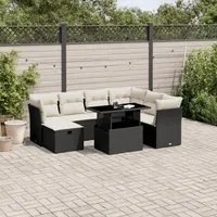 Set Divani da Giardino con Cuscini 8 pz Nero in Polyrattan 3274676