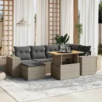 Set Divani da Giardino 7 pz con Cuscini Grigio in Polyrattan 3272740