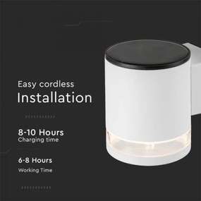 Lampada solare da parete LED 1W 3,7V 3000K IP54 1200mAh bianco