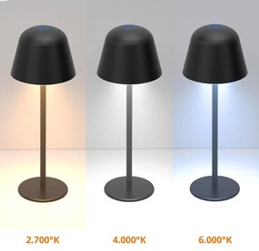 Lampada da Tavolo Ricaricabile 2.2W IP54 CCT Dimmerabile - Nera