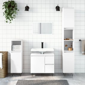 Set Mobili Da Bagno 3 Pz Bianco İn Legno Multistrato /
