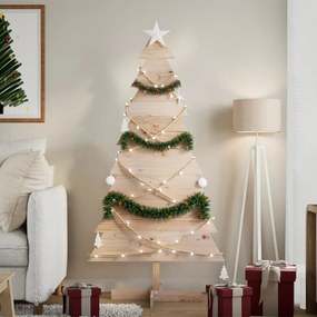 Albero Di Natale Decorativo İn Legno 150 Cm Legno Massello Pino /