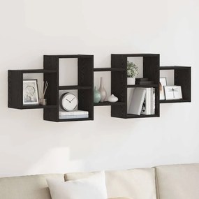 Scaffale A Parete Rovere Nero 129x18x42 Cm İn Truciolato /