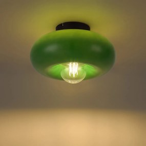 Plafoniera retrò nera con vetro verde 30 cm - Glaze