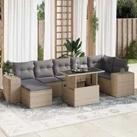 Set Divano da Giardino 8 pz con Cuscini Beige in Polyrattan 3326840