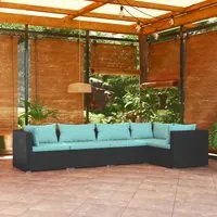 Set Divani da Giardino 5 pz con Cuscini in Polyrattan Nero cod mxl 42284