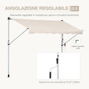 Tenda da Sole Avvolgibile 4x1,2m Autoportante Bianca...