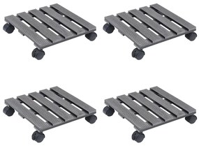 Carrelli Porta Piante 4 Pz Grigi 30x7,5 Cm Wpc /