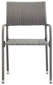 Set da pranzo da giardino 5 pz nero grigio polyrattan e acciaio