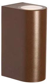 Lampada da parete per esterni marrone ruggine in plastica ovale 2 luci - Baleno