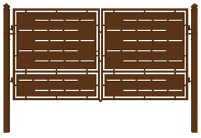 Cancello manuale con serratura manuale Privacy in ferro, apertura centrale, L 358.5 x H 180 cm, di colore ruggine