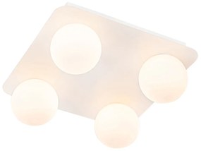 Plafoniera bagno moderna bianca quadrata 4 luci - Cederic