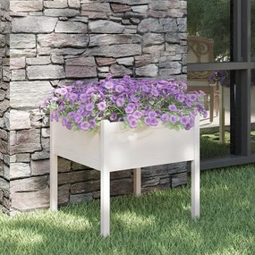 Fioriera Da Giardino Bianca 70x70x70 Cm Legno Massello Di Pino /