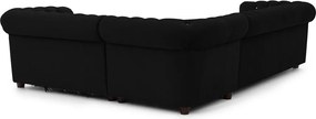 Divano angolare nero allungabile (con penisola a destra/a L) con rivestimento in velluto York Blik – Ropez