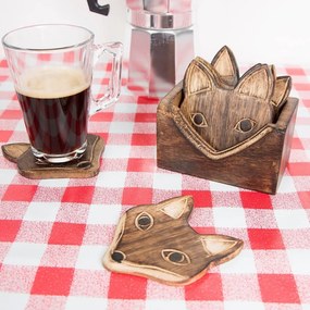 Set di 6 sottobicchieri in legno con supporto Fox - Sass &amp; Belle