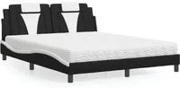 Letto con Materasso Nero e Bianco 160x200cm Similpelle 3208808