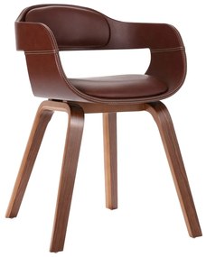 Sedia Da Pranzo Marrone İn Legno Curvato E Similpelle /