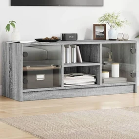 Mobile Porta Tv Con Ante İn Vetro Grigio Sonoma 102x37x42 Cm /