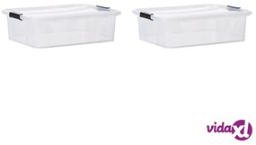 vidaXL Scatole Trasparenti Portaoggetti con Coperchio 2 pz da 21 L