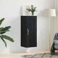 Mobile a Parete Nero 34,5x34x90 cm in Legno Multistrato 835019