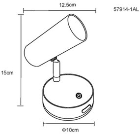 Globo 57914-1AL - Faretto da parete dimmerabile ALLVI LED/0,4W/3,7V 1800 mAh