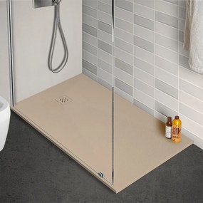 Piatto doccia 80x120 in marmoresina beige Arena completo di kit scarico