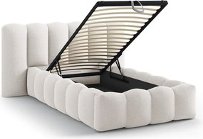 Letto singolo imbottito color crema con contenitore con rete inclusa 90x200 cm Lupine – Micadoni