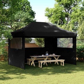 Tendone Per Feste Pieghevole Pop-up Con 3 Pareti Nero /