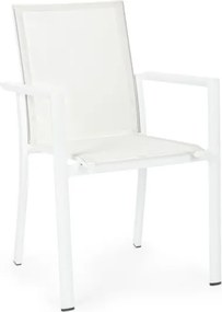 Set 4 Sedie Da Esterno Bianche In Alluminio E Textilene Con Braccioli Konnor Bizzotto