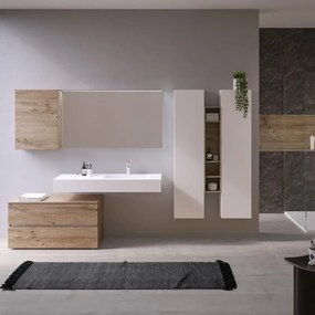 Mobile da bagno sotto lavabo Barrik marrone L 100 x H 53 x P 46 cm 2 cassetti, lavabo non incluso