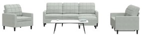 Set Di Divani 4 Pz Con Cuscini Grigio Chiaro İn Velluto /