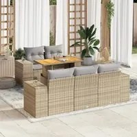 Set Divano da Giardino 6 pz con Cuscini Beige in Polyrattan 3327328