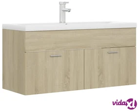 vidaXL Mobile Bagno con Lavabo Integrato Rovere Sonoma in Truciolato