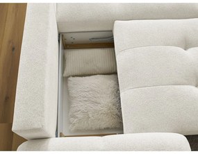 Divano angolare bianco allungabile/con contenitore (con penisola a destra/con chaise lounge) con rivestimento in ciniglia Roxelane – Bobochic Paris