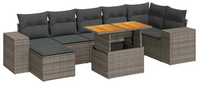 Set divano da giardino 8 pz con cuscini grigio in polyrattan