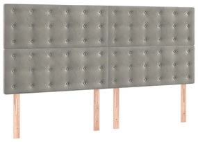 Testiera 4 pz grigio chiaro 80x5x78/88 cm in velluto