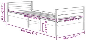 Giroletto Marrone Cera 75x190 cm in Legno Massello di Pino