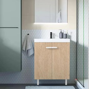 Mobile sottolavabo e lavabo Easy per vasca a sinistra rovere L 70 x H 80 x P 40 cm, 2 ante