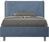 Letto una piazza e mezza rivestito in Microfibra con cuscini xl - APPIA LARGE Dimensione Rete: 120x210, Colore: Blu, Tipologia Letto: Con Rete