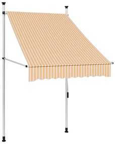 Tenda Da Sole Retrattile Manuale 100 Cm Strisce Arancio Bianche /