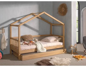 Letto per bambini in rovere colore naturale con letto estraibile 90x200 cm Forrest - Vipack