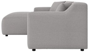 Divano angolare grigio chiaro (con penisola a sinistra e chaise lounge) rivestito in velluto a coste Martin – Ropez