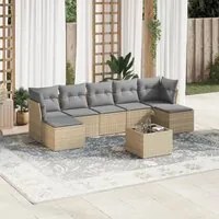 Set Divano da Giardino 8 pz con Cuscini Beige in Polyrattan 3218039