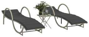 Lettini Prendisole 2pz Con Tavolino Grigio Chiaro İn Polyrattan /